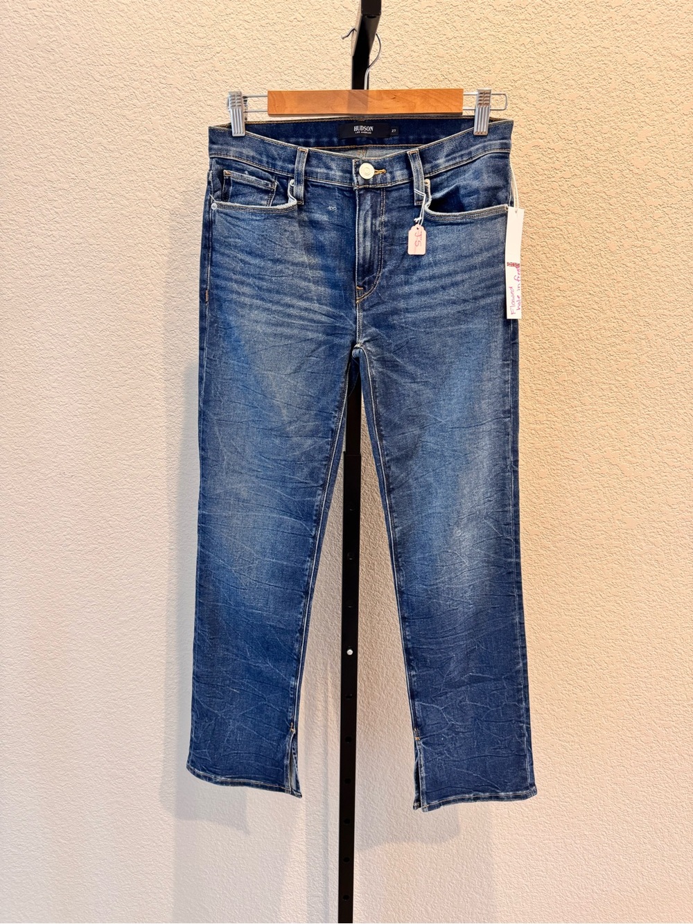 New Hudson Jeans Mid Blue Cropped Straight Leg Jeans